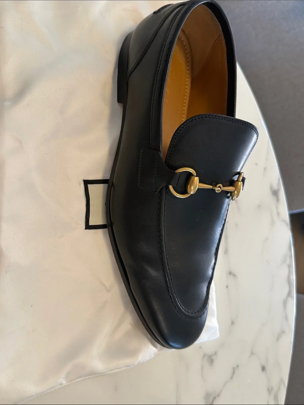 Gucci Black Leather Horsebit Jordan Slip-On Loafers size UK 6 US 7